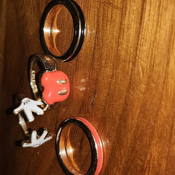 SET OF DISNEY RINGS, MICKEY TROUSERS & GLOVES / 3 SOLID RINGS SIZE 6 TO 7 - Picture 3 of 3